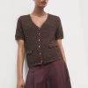 Short-sleeved bouclé cardigan