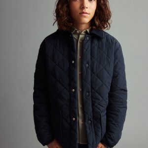 Quilted anorak with shirt collar
