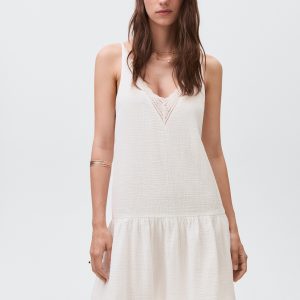 Dress with lace flounces