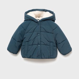 Anorak with shearling-effect hood
