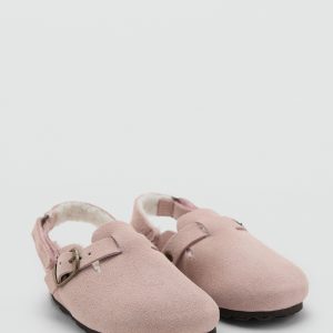 Sheepskin clogs with fur-effect lining