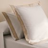 Cotton percale pillowcase with linen trim 45x110 cm