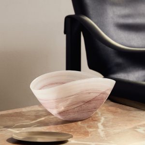 Alabaster-effect decorative glass bowl