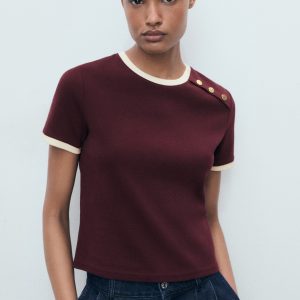 Buttoned cotton T-shirt