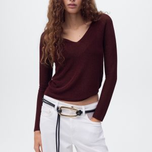 V-neck lurex sweater