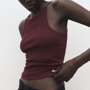 Ribbed cotton-blend top