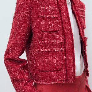 Tweed jacket with frayed ends