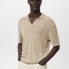 Ribbed knit polo shirt