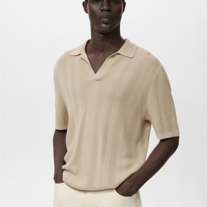 Ribbed knit polo shirt
