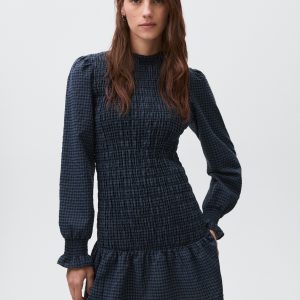 Gathered checked dress