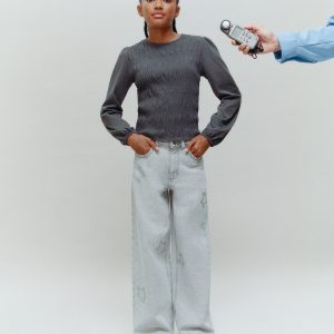 Wide leg jeans with stars