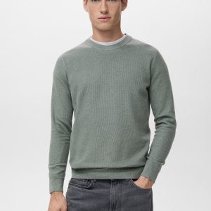 Microstructured cotton knitted sweater