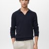 Ribbed knitted polo sweater