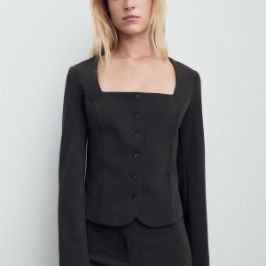 Tailored cropped suit blazer