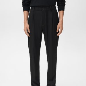 Regular-fit pleated flannel pants