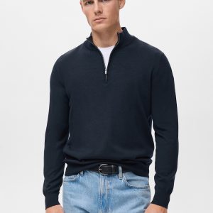 100% merino wool sweater with perkins collar