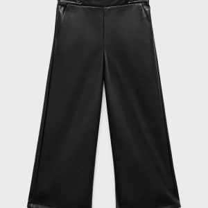 Straight leather-effect pants