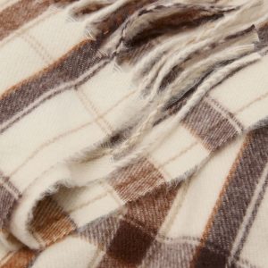 Check scarf with fringed ends