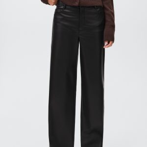 Straight leather-effect pants
