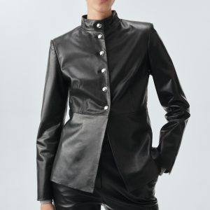 100% leather jacket with buttons