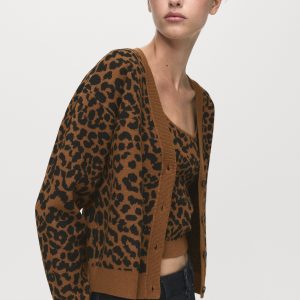 Leopard knit cardigan