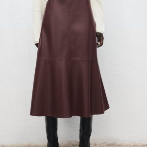 Faux-effect midi-skirt
