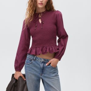 Blouse with gathered bows