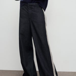 Wide-leg striped jeans