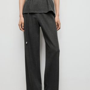 Straight-fit pants with elastic waist
