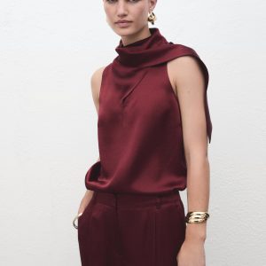 Satin blouse with foulard