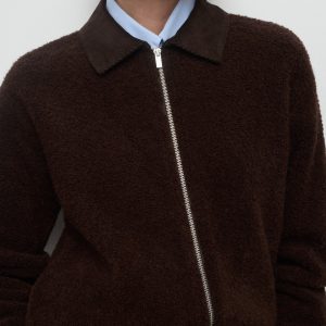 Bouclé jacket with corduroy collar