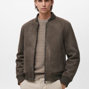 Suede-effect bomber jacket