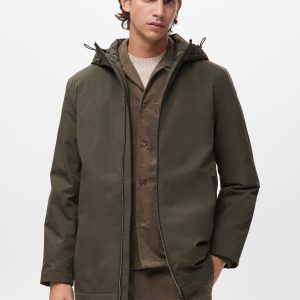 Water-repellent hooded barn jacket