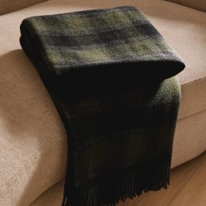 Wool check-print blanket