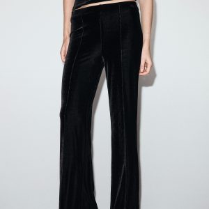 Velvet pants with seam detail