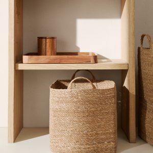 Small natural fiber rectangular basket