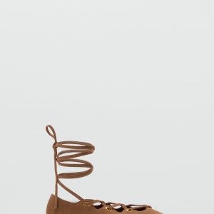 Suede ballet flats with crossed straps