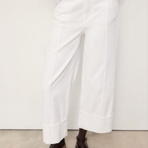 Wide leg cropped jeans with turned-up hem
