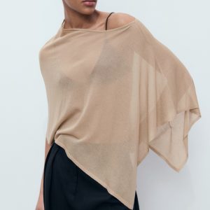 Asymmetrical knitted cape