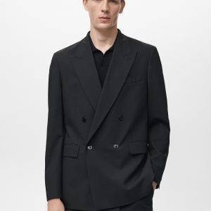 Boston regular-fit double-breasted suit blazer