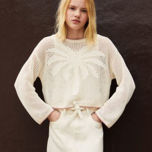 Denim skirt with bow