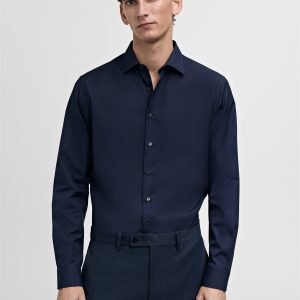 Slim-fit cotton poplin suit shirt