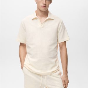 Seersucker cotton polo shirt