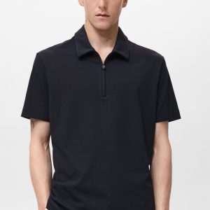 Zip neck polo shirt