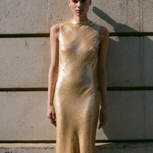 Scoop-back sequin dress