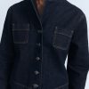 Fitted denim jacket with pockets