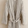 Two-tone striped bathrobe