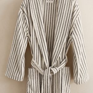 Two-tone striped bathrobe