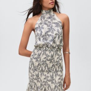 Floral-print halter dress