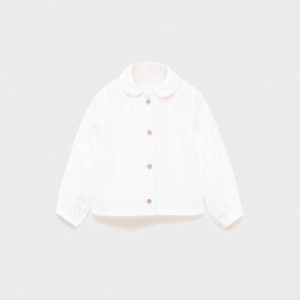Baby-collar crinkled shirt
